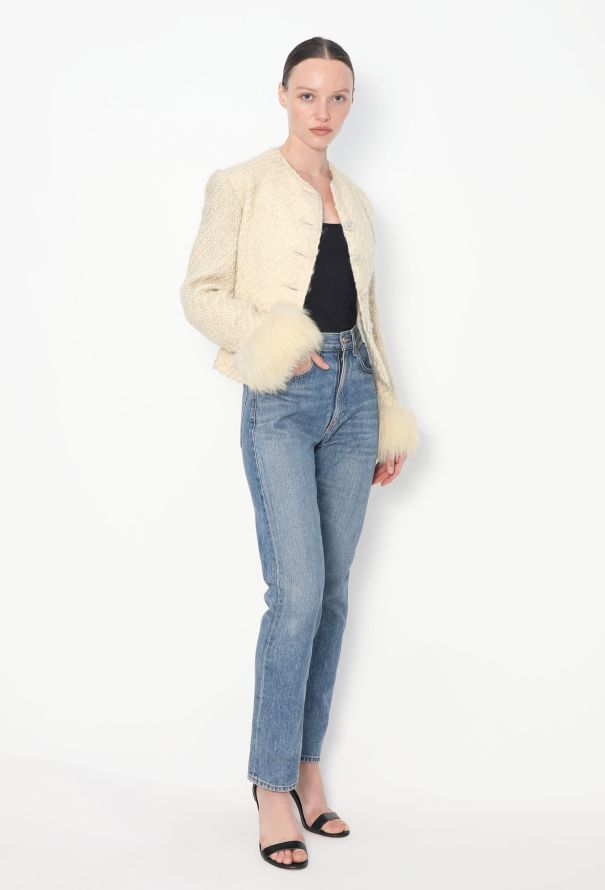 Chloé Couture '80s Fox Fur Trim Tweed Jacket - 5