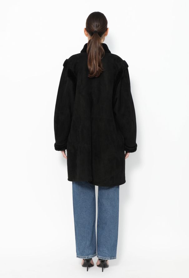 Saint Laurent Vintage Shearling Suede Coat - 6
