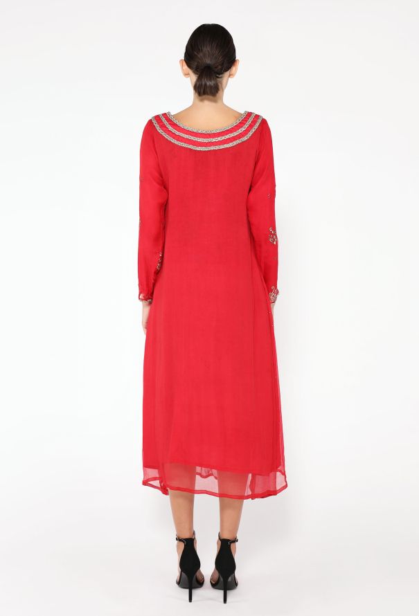 Chiffon Embroidered Lamé Kaftan - 4