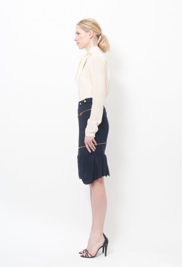 Balenciaga S/S 2005 Navy Zip Skirt - 7