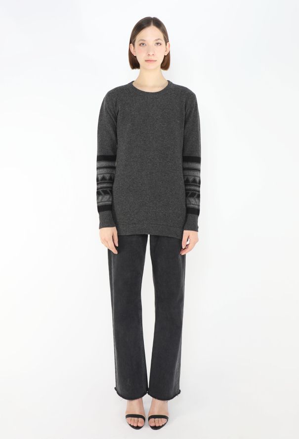 Chanel '80s Scottish Grey Cashmere Sweater - 1