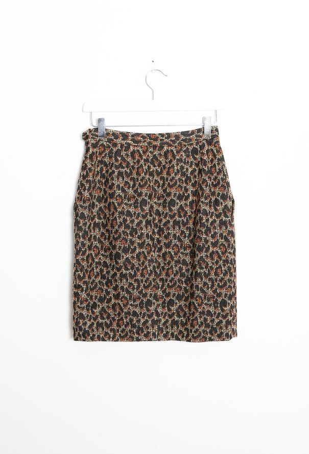Saint Laurent 90s Leopard Print Skirt - 6
