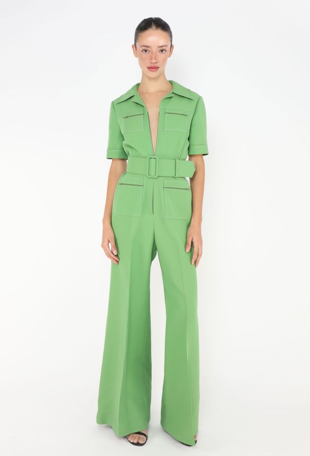 Gucci S/S 2018 Belted 'GG' Jumpsuit Green - 4