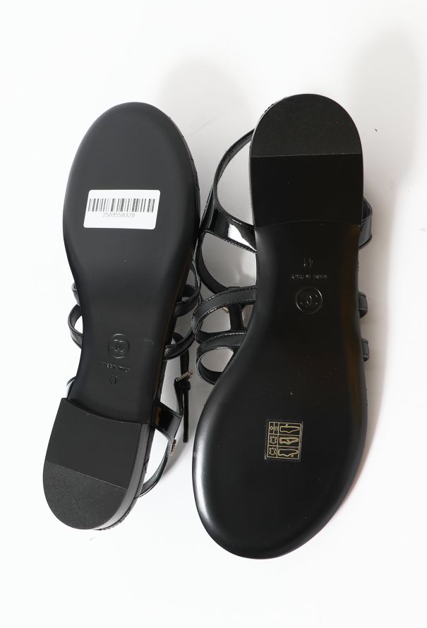Chanel 2022 Pearl Embellished Leather Sandals - 7