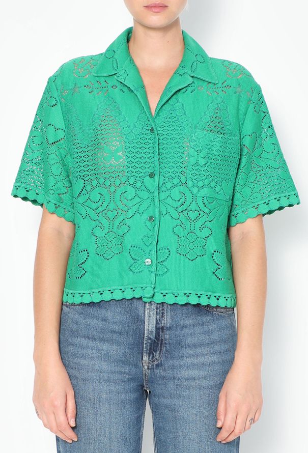 Valentino Floral Scalloped Lace Top - 1