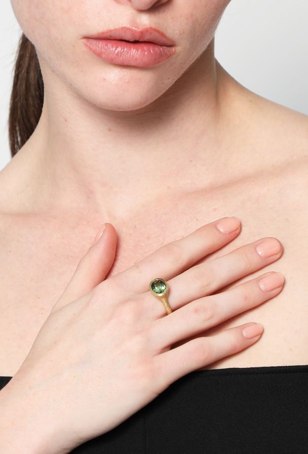 Vintage Fine Jewelry 18k Gold & Green Tourmaline Ring - 2