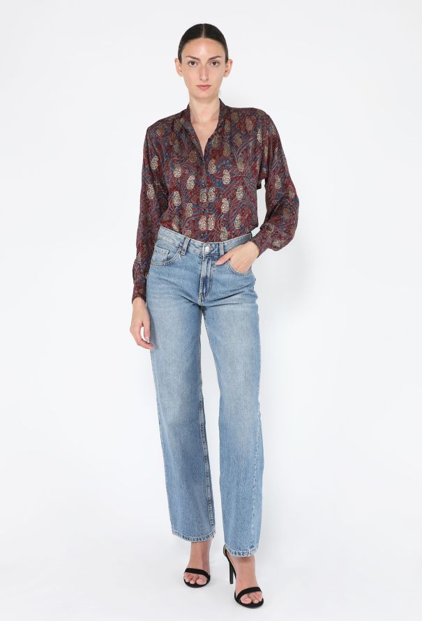 Saint Laurent Paisley Print Lamé Blouse, 1970s - 2