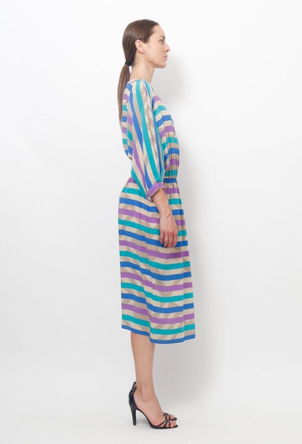 Ted Lapidus - Vintage Striped Silk Dress - 4