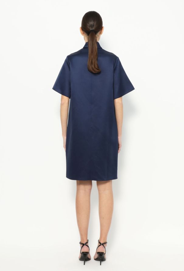 Céline Navy Silk Shift Dress with Elevated Collar – 2013 - 4