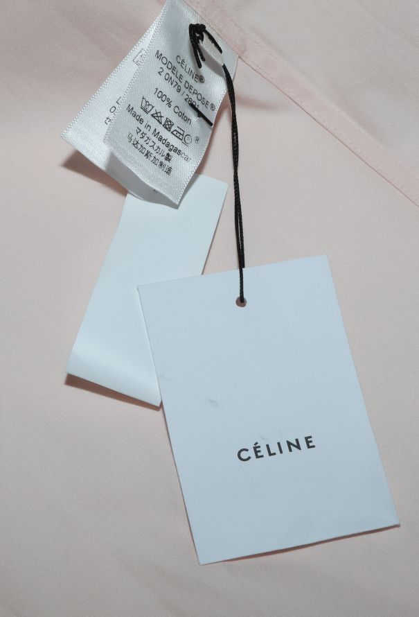 Céline Pink Collarless Cotton Shirt - 6