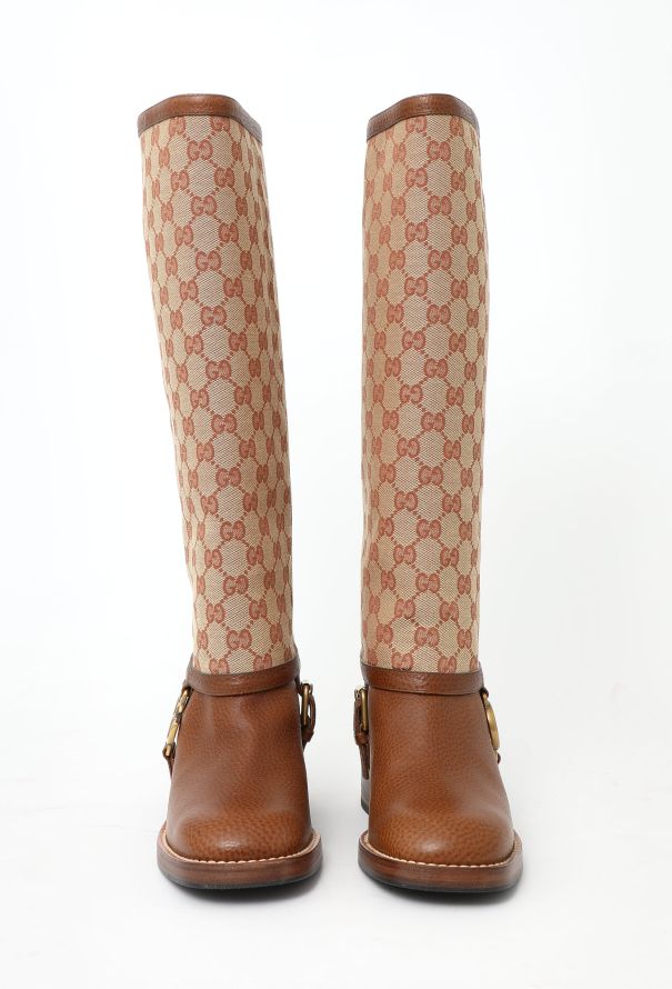 Gucci Monogram Leather Lola Boots - 4
