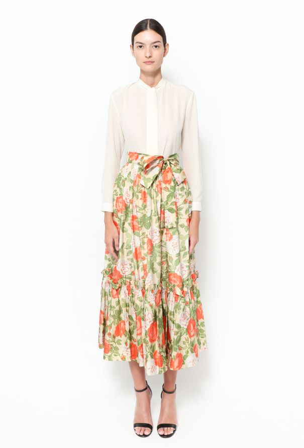 Saint Laurent COLLECTOR 1977 Belted Silk Peasant Skirt - 1