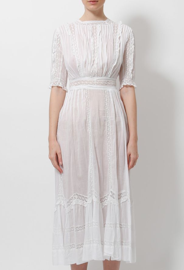Pleated Ruffled Lace Dress - 4