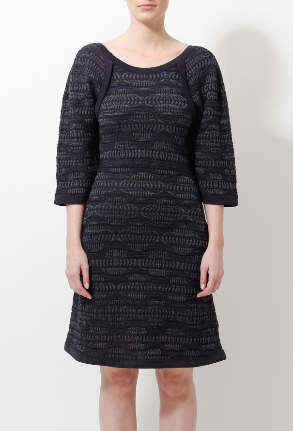 Chanel Navy Graphic Knit Dress - 3