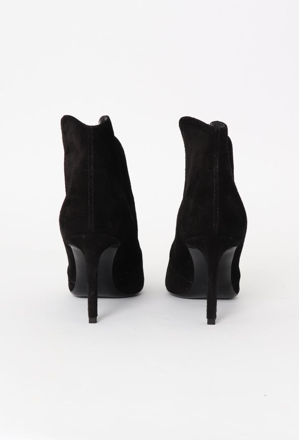 Saint Laurent Suede Stiletto Ankle Boots – Black - 4