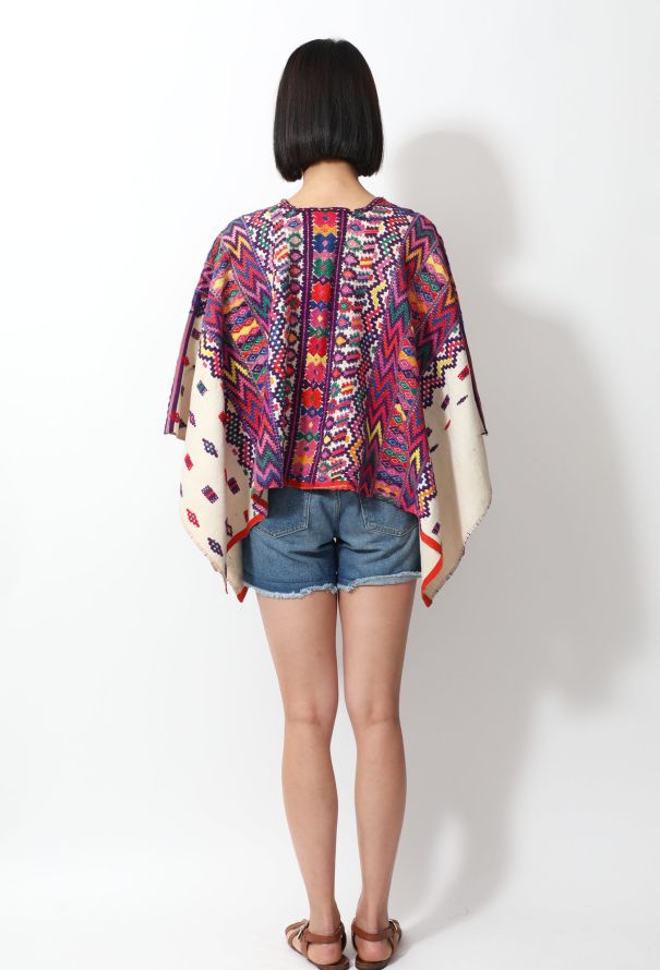 World Treasures Vintage Embroidered Mexican Poncho - 7