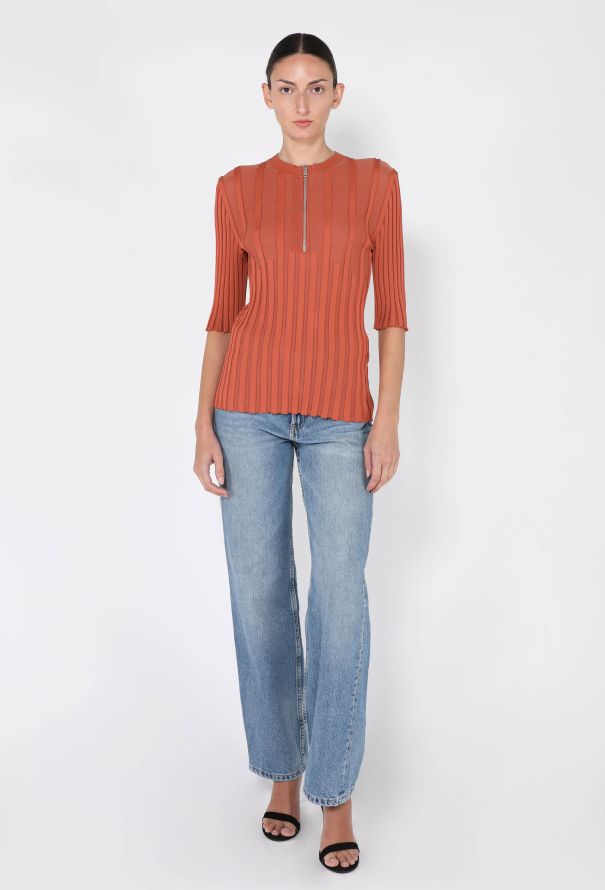 Céline Ribbed Knit Zipper Top, 2016 - 4