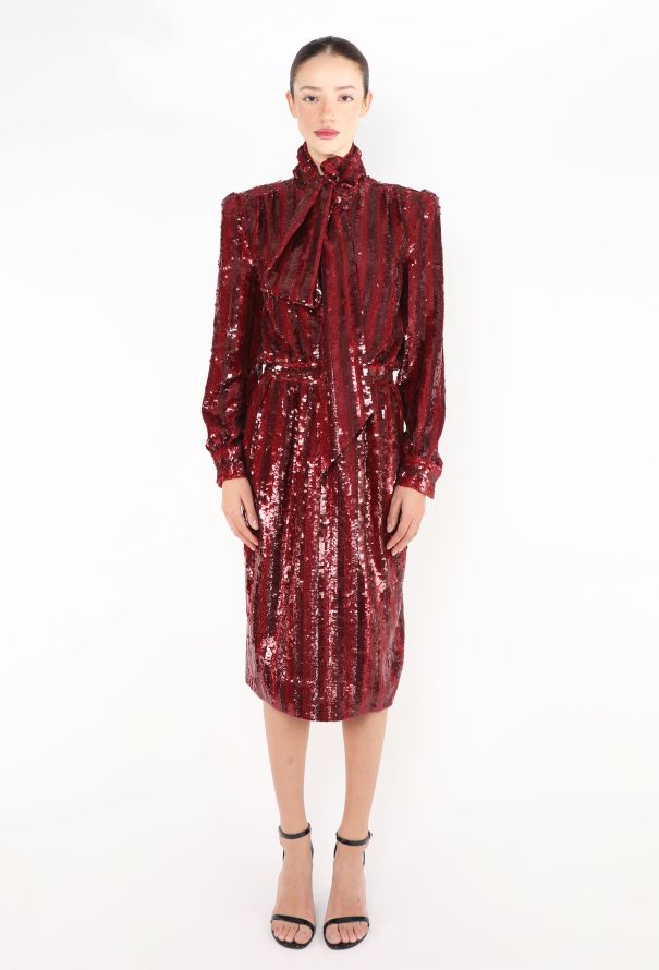 Saint Laurent STUNNING F/W 2020 Sequin Lavallière Dress - 3