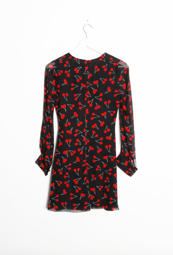 Saint Laurent S/S 2015 Cherry Silk Dress - 9