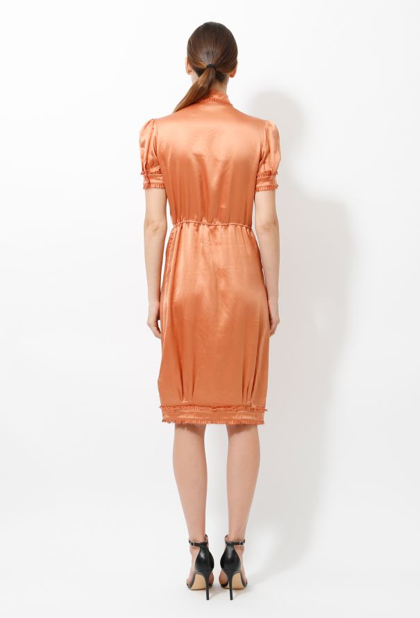 Saint Laurent Fringe Trim Satin Dress - 5