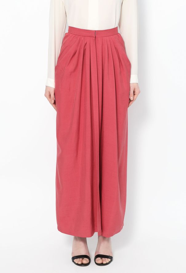Saint Laurent Vintage Pleated Silk Skirt Raspberry pink - 3