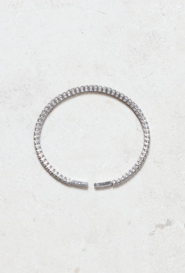 Vintage Fine Jewelry 18k White Gold Diamond Open Bangle - 4