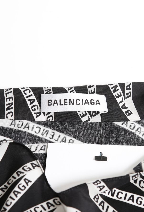 Balenciaga 2019 Logo Printed Lavallière Blouse - 7
