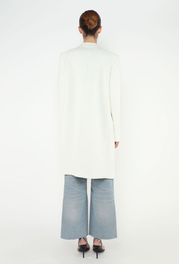 Céline White Grain de Poudre Crombie Coat - 4