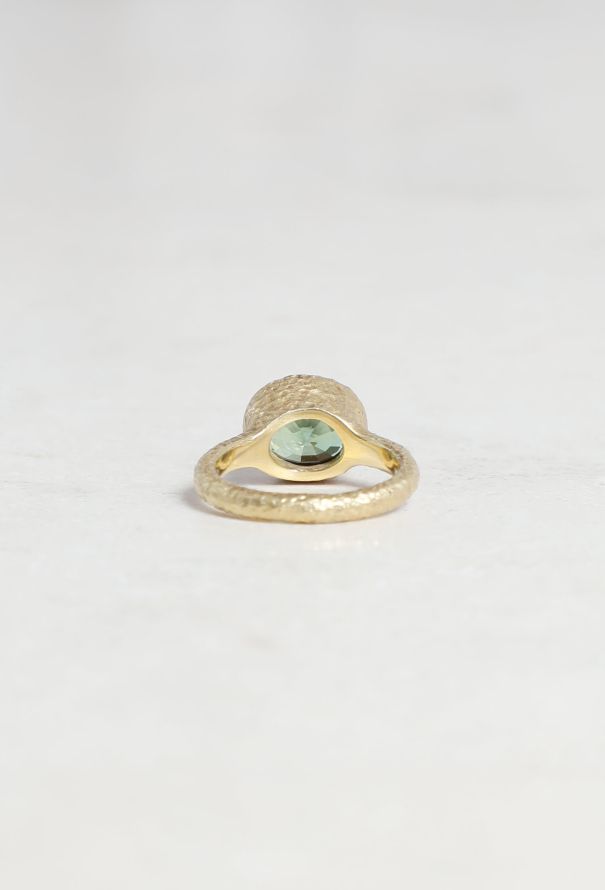 Vintage Fine Jewelry 18k Gold & Green Tourmaline Ring - 5