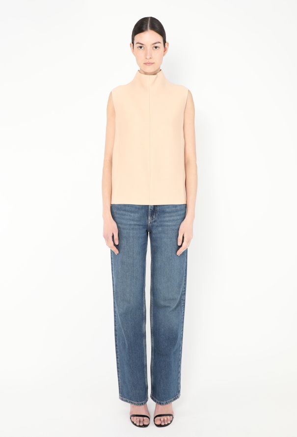 Céline Silk Piqué Mock-Neck Top - 2