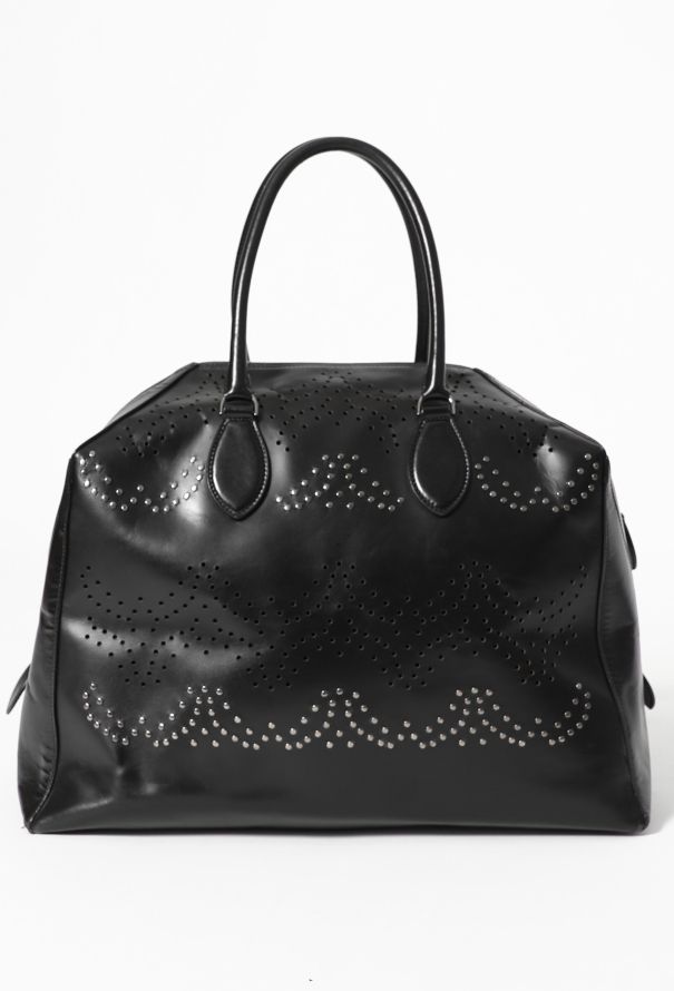 Alaïa Laser Cut Studded Bowling Bag - 3