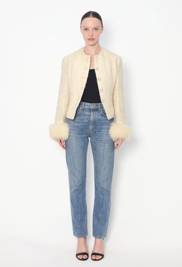 Chloé Couture '80s Fox Fur Trim Tweed Jacket - 4