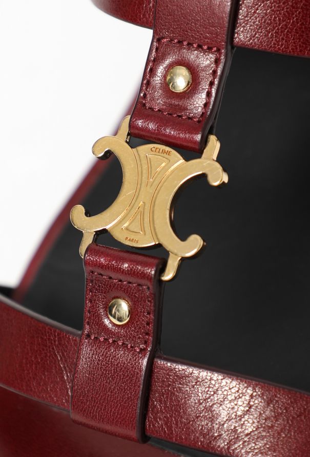Céline 2023 Leather Triomphe Sandals Burgundy  red - 7