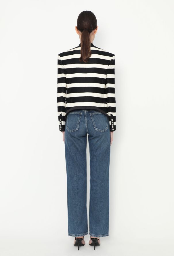 Balmain 2018 Bicolor Collarless Blazer - 4