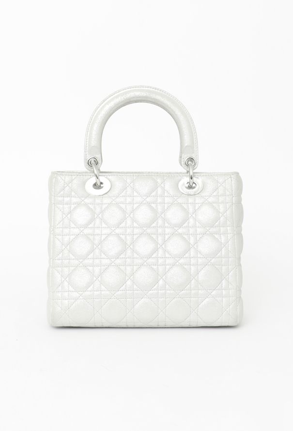 Dior Metallic Silver Lady Dior Bag - 3