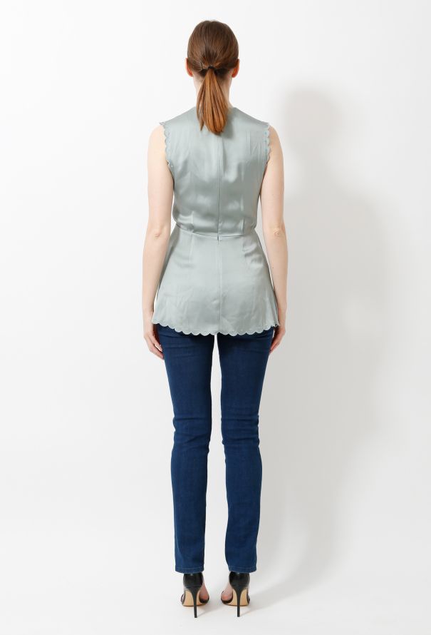 Céline Scallop Embroidered Satin Blouse - 4