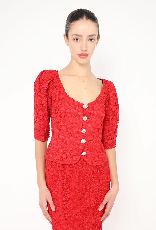 Saint Laurent 1986 Embroidered Lace Strass Ensemble - 2