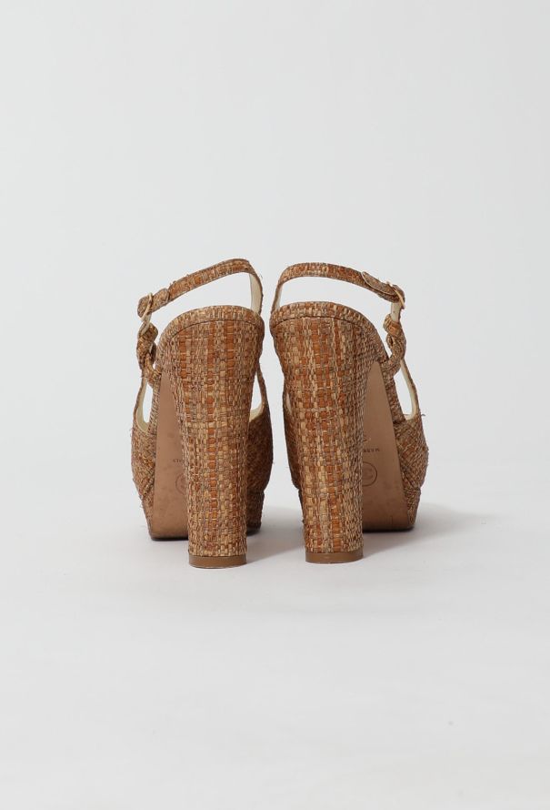 Chanel CC Raffia Slingback Pumps - 6