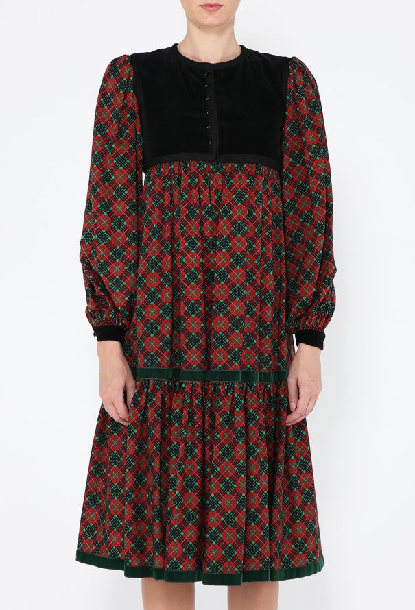 Saint Laurent Checkered Velvet Russian Dress, F/W 1977 - 3