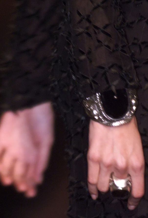 Saint Laurent Rare F/W 2002 Engraved Velvet Cuff - 4