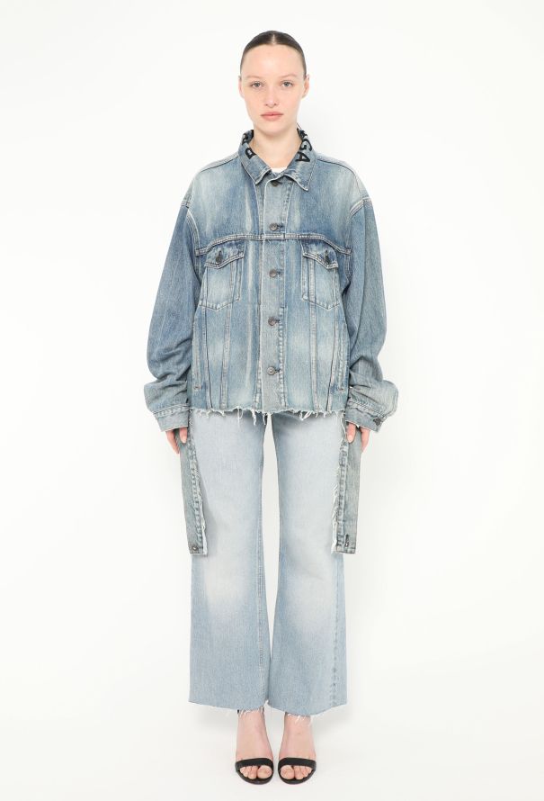 Balenciaga Distressed Logo Denim Jacket - 5
