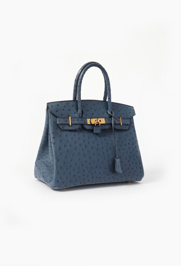 Hermès Blue Ostrich Birkin 30 - 3