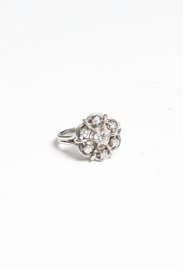 Vintage Fine Jewelry 1960s 18k Gold & Diamond Floral Ring - 5