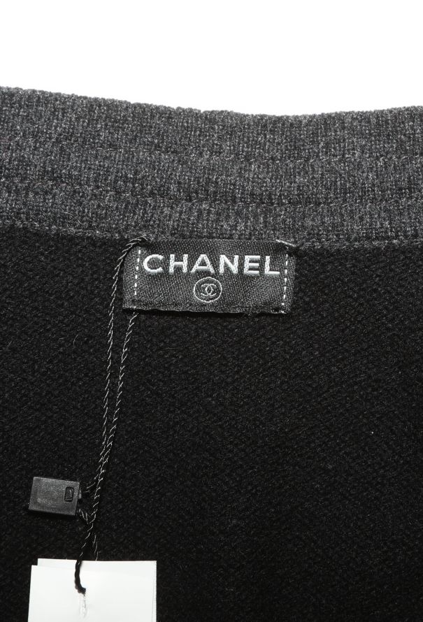 Chanel Black Cashmere Lamé Trim Cardigan - 6