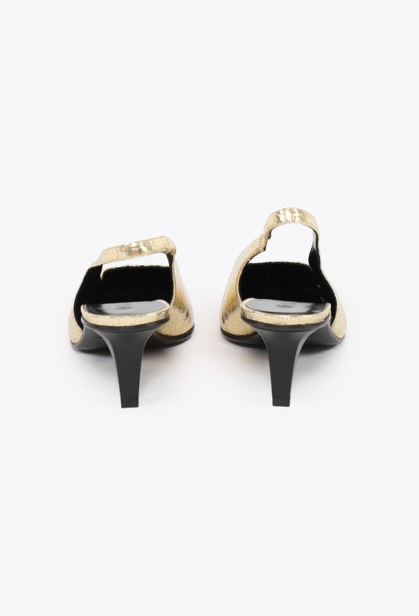 Loro Piana 2024 Rebecca Cracked Metallic Slingbacks - 4
