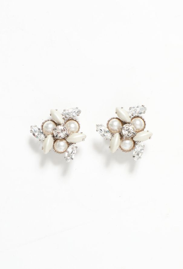 Miu Miu Resort 2012 Strass Clip Earrings - Iridescent light grey stone - 1