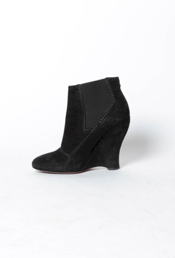 Alaïa Black Suede Wedge Ankle Boots - 3