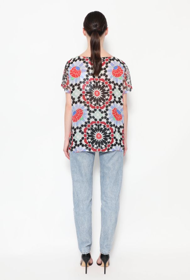 Chanel Resort 2015 Graphic Chiffon Top - 4