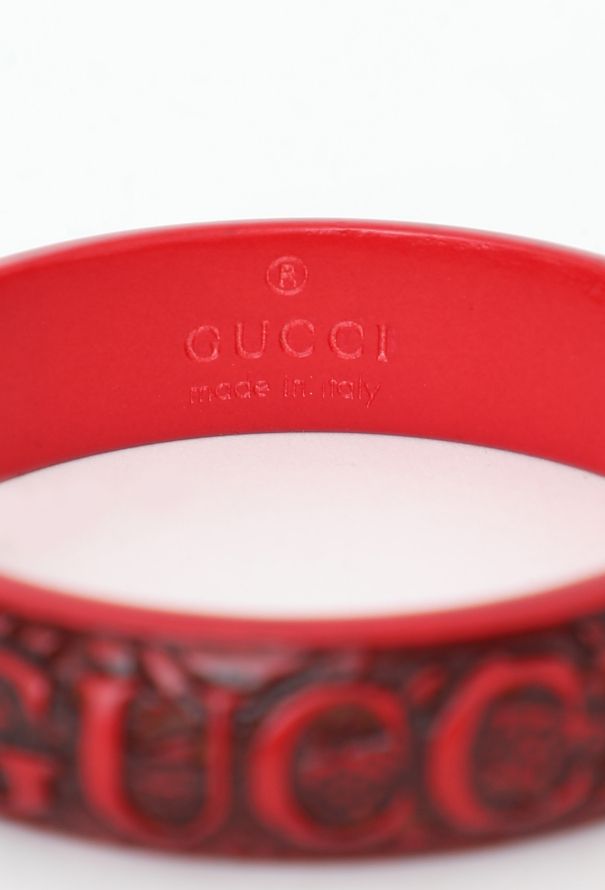 Gucci F/W 2019 Dragon Engraved Wooden Bangle - 6