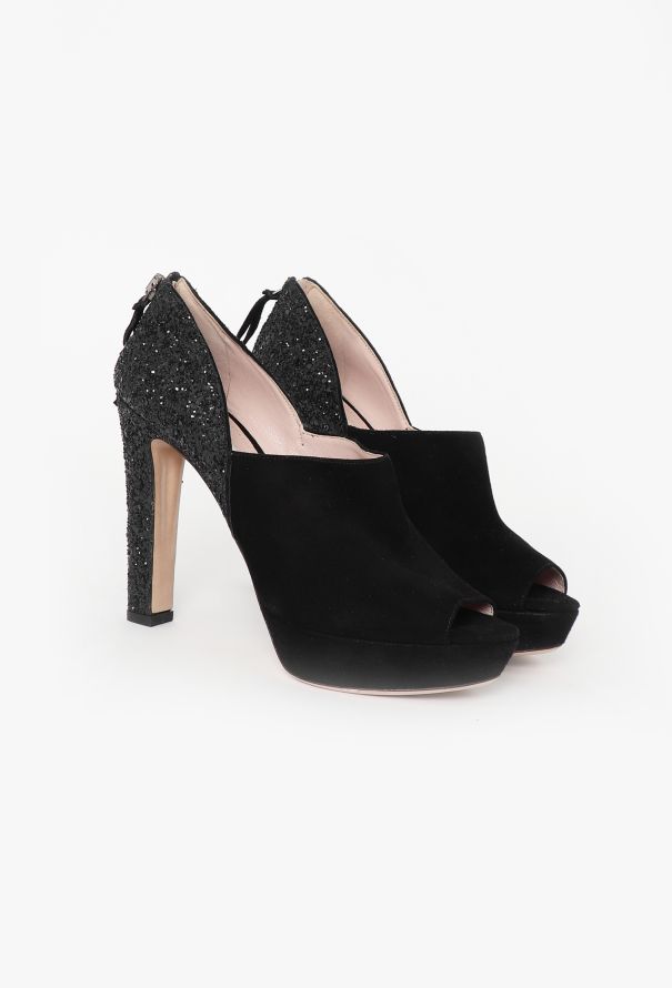 Miu Miu Embellished Suede Heels - 2